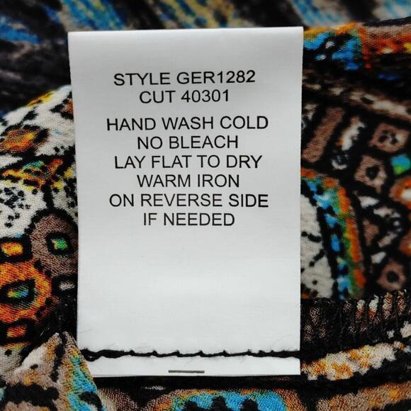 Womens Peasant Top Small Brown Tribal Aztec Lace Detailed Prairie Boho Chic - Picture 15 of 16